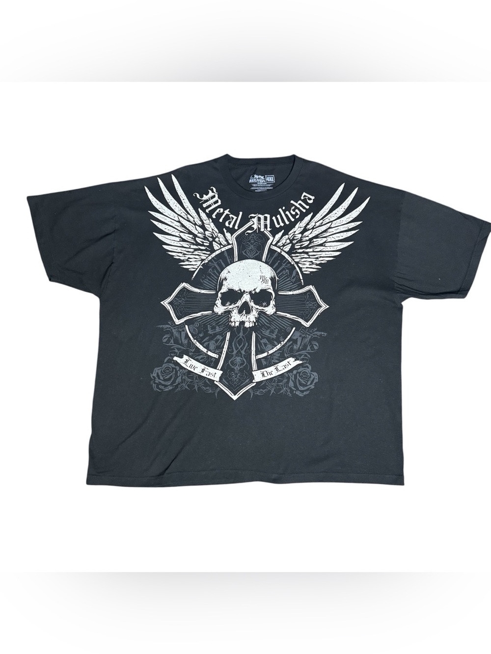 Metal Mulisha T-Shirt Men’s 4XL Black Skull Wings Cross Graphic Tee